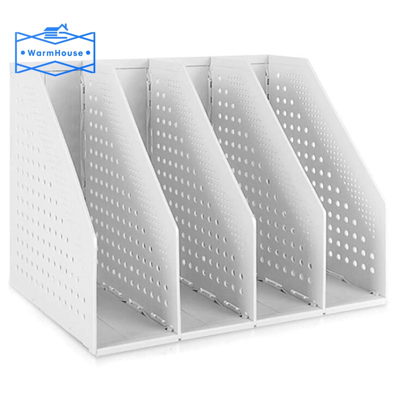 Foldable Magazine Rack Desktop 4 Compartments File Storage Box