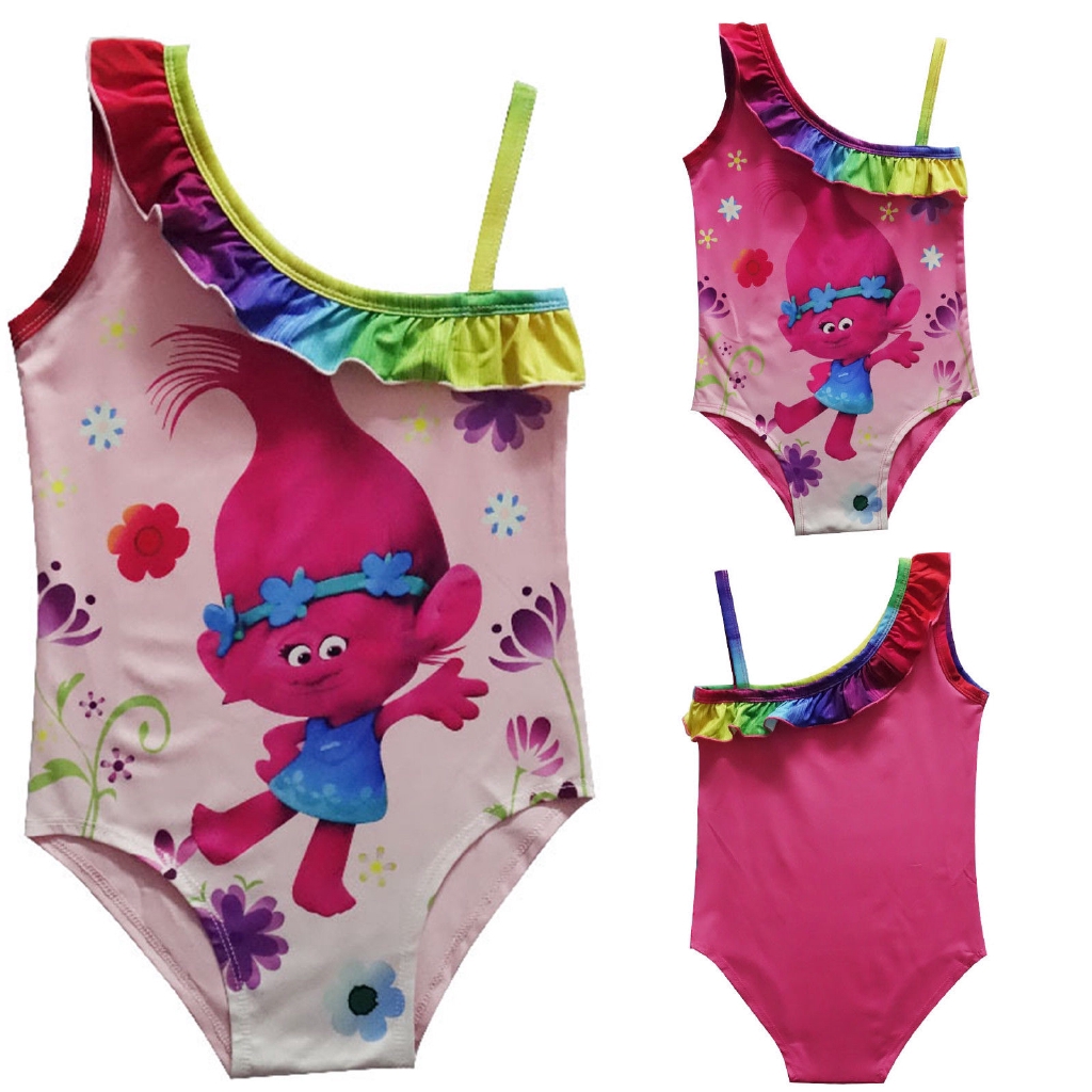 Girls One Piece Swimsuits One Shoulder Ruffle Swimwear Floral Bathing Suit