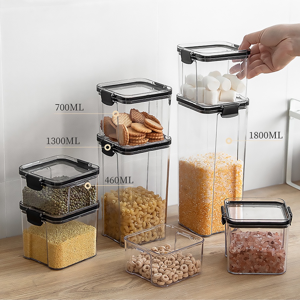 LOCAUPIN 4in1 Set Airtight Dry Food Container Jar Canister Cereal Pasta ...