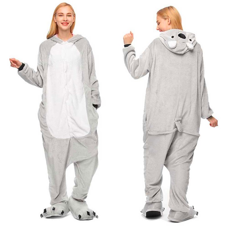 Unisex Adults Halloween Cosplay Costume Koala Pajamas Onesie Sleepwear 