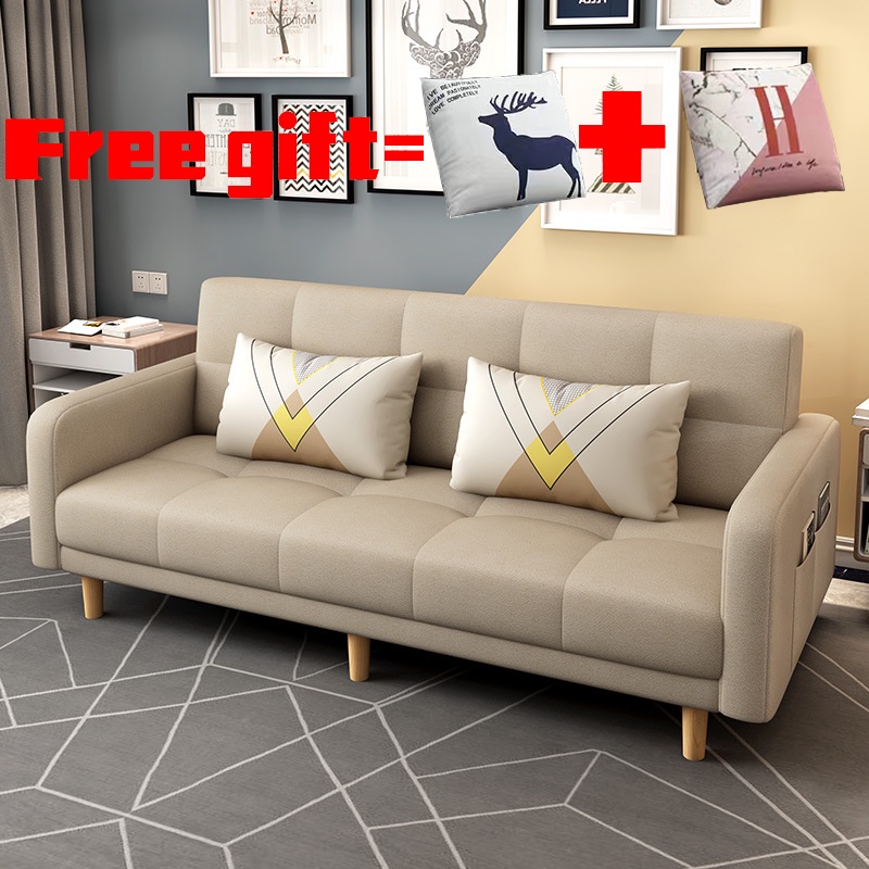 Folding Sofa Bed 34 Seats Free Gift With Two Pillows Fabric Folid Wood