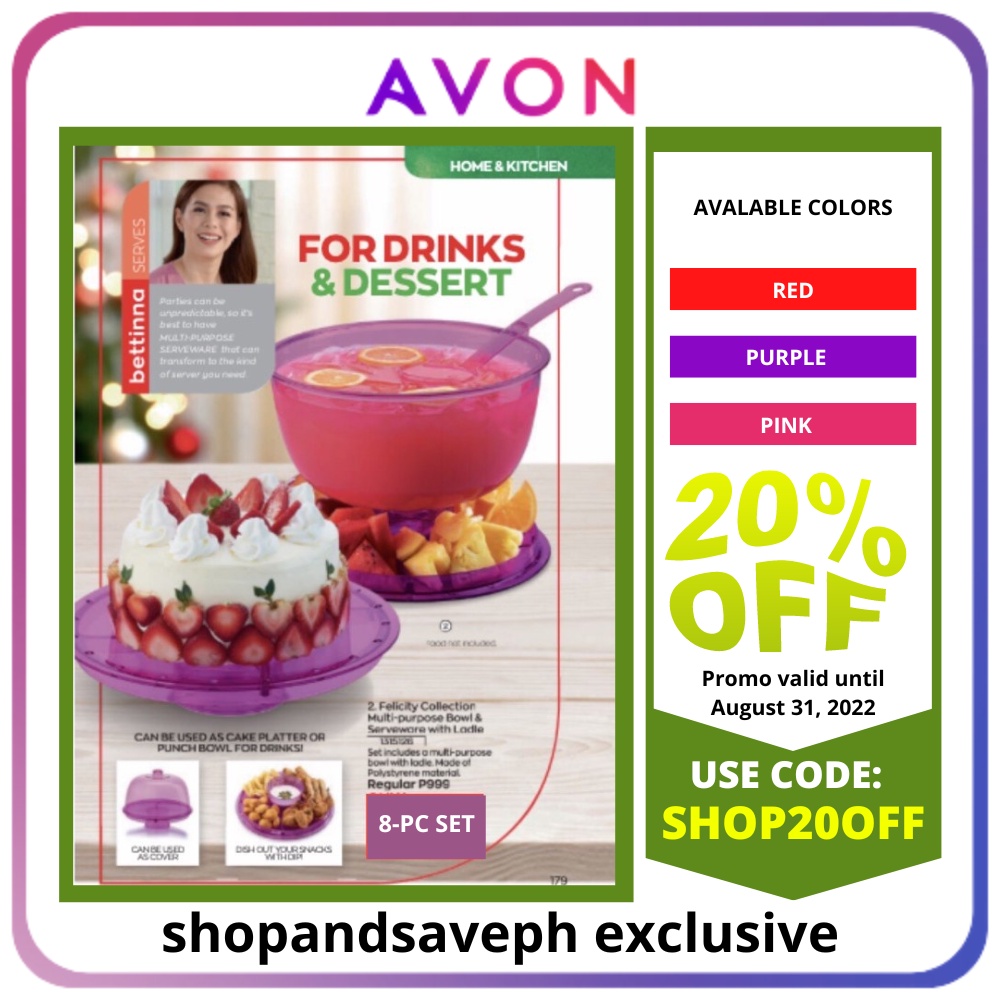 AVON 8in1 Elegance Collection MultiPurpose Server Bowl & Serveware