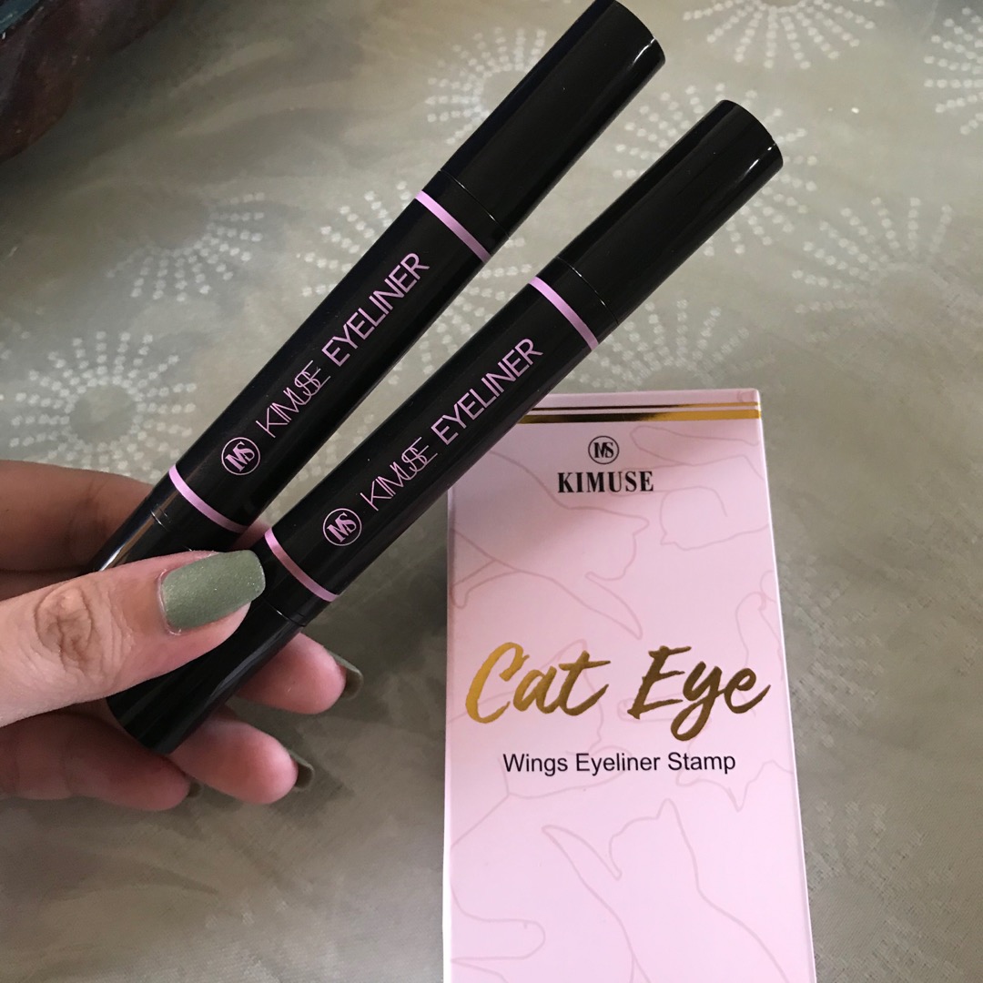 Kimuse 2pcs Set Double Head Waterproof Eyeliner Pen Cat Eye Winged Eye Eyeliner Cosmetic Seal 