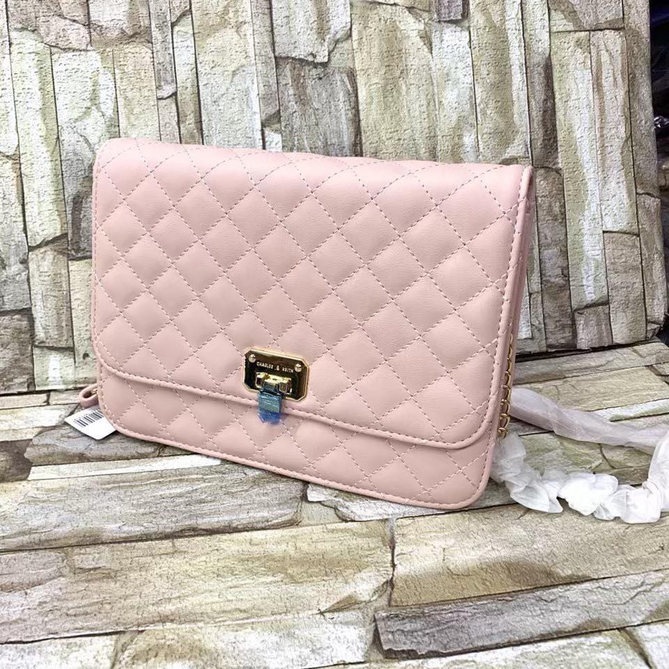 charles and keith pink sling bag