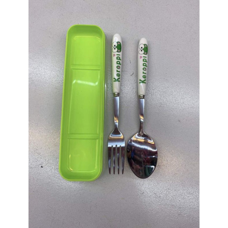 Stainless steel Fork & Spoon Set with Ceramic Handle and Carrying Case BLACK 