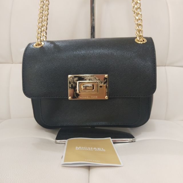 Michael Kors (Sloan) Black Leather Shoulder/ Sling Flap Bag ( Brand new ...