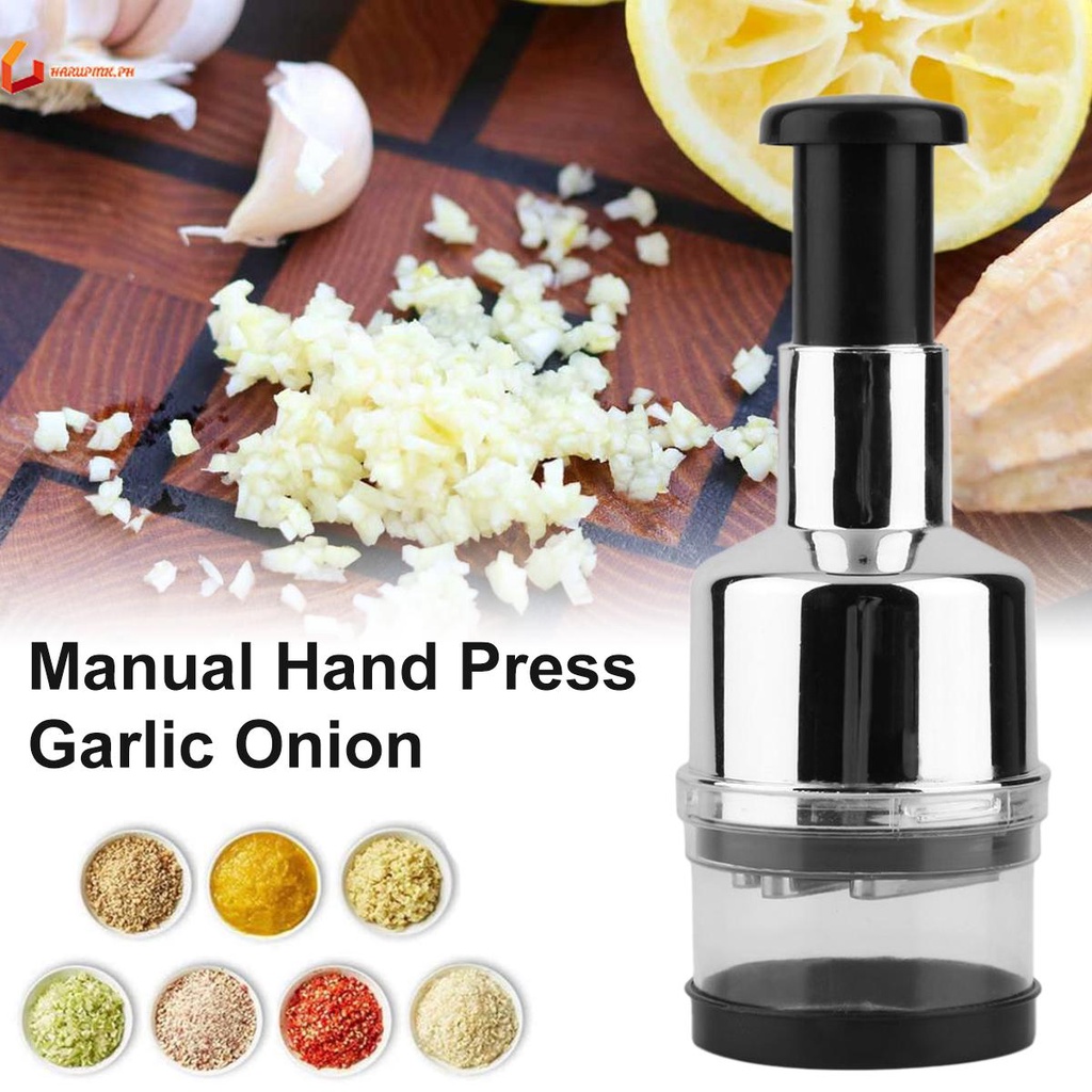 Pressed Garlic Chopper Manual Hand Onion Chopper Stainless Steel