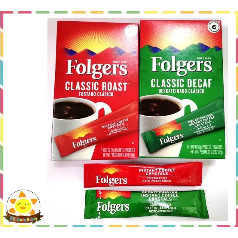 Folgers Classic Roast Decaf Instant Coffee Crystals sold per 2g packet