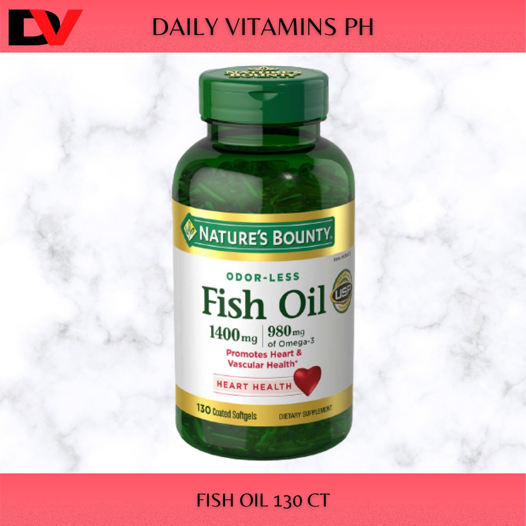 Nature's Bounty Odorless Fish Oil 1400mg 130 Coated Softgels Shopee
