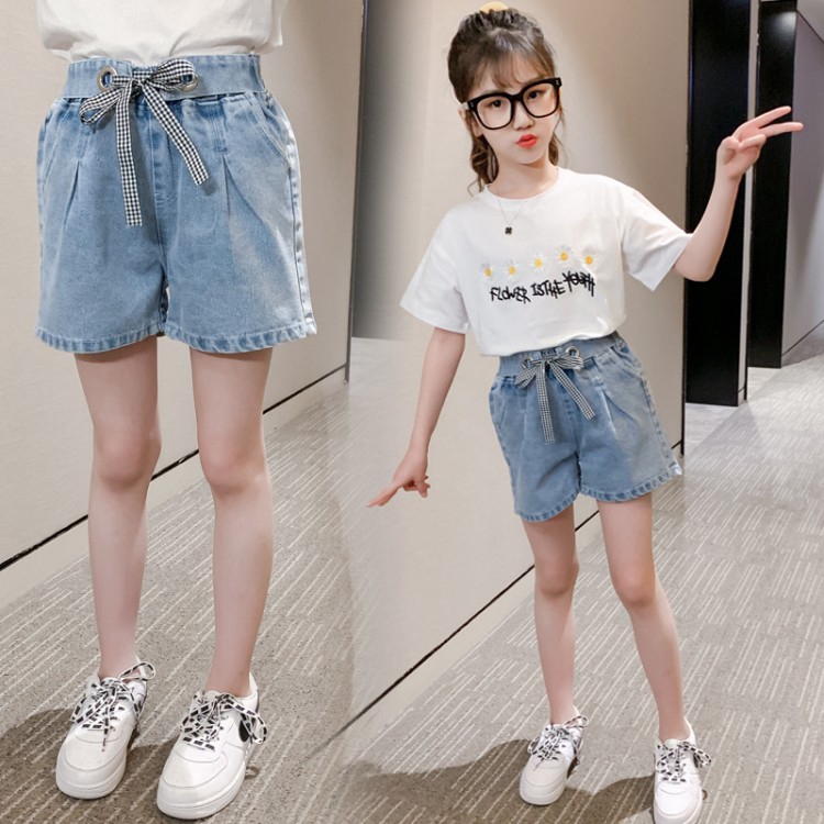 girls long denim shorts