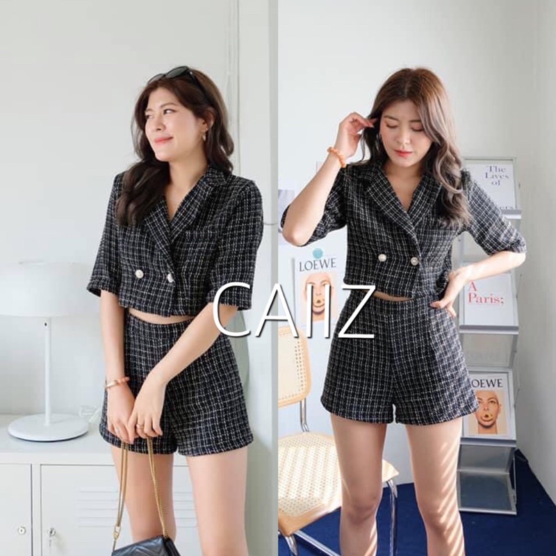 ❤️CAIIZ❤️100% from Bangkok Tweed Chanel Inspired Coordinates “BUTTON TOP  AND SHORT” | Shopee Philippines