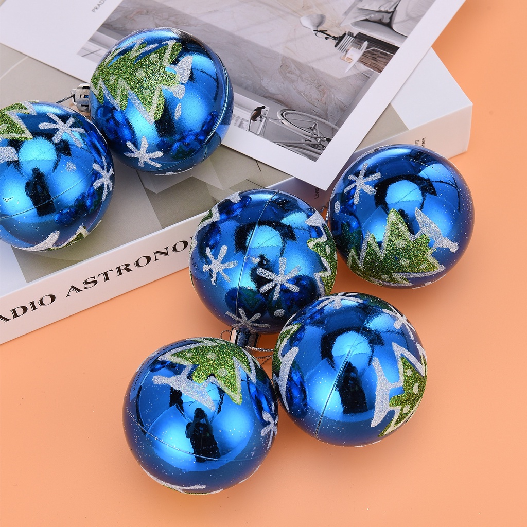 6PCS Christmas Balls Ornaments Baubles Xmas Tree Decor Drop Shot Painted Bright Wedding Party Home Hanging
