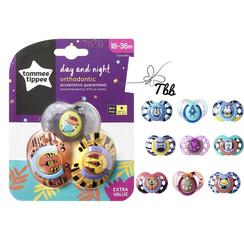 Tommee Tippee Day and Night Pacifiers, Symmetrical Design, BPA-Free ...