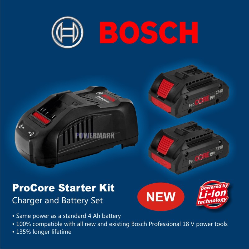 Bosch 18 V ProCORE Starter Set (2 X ProCORE18V 4.0Ah + GAL 1880 CV ...