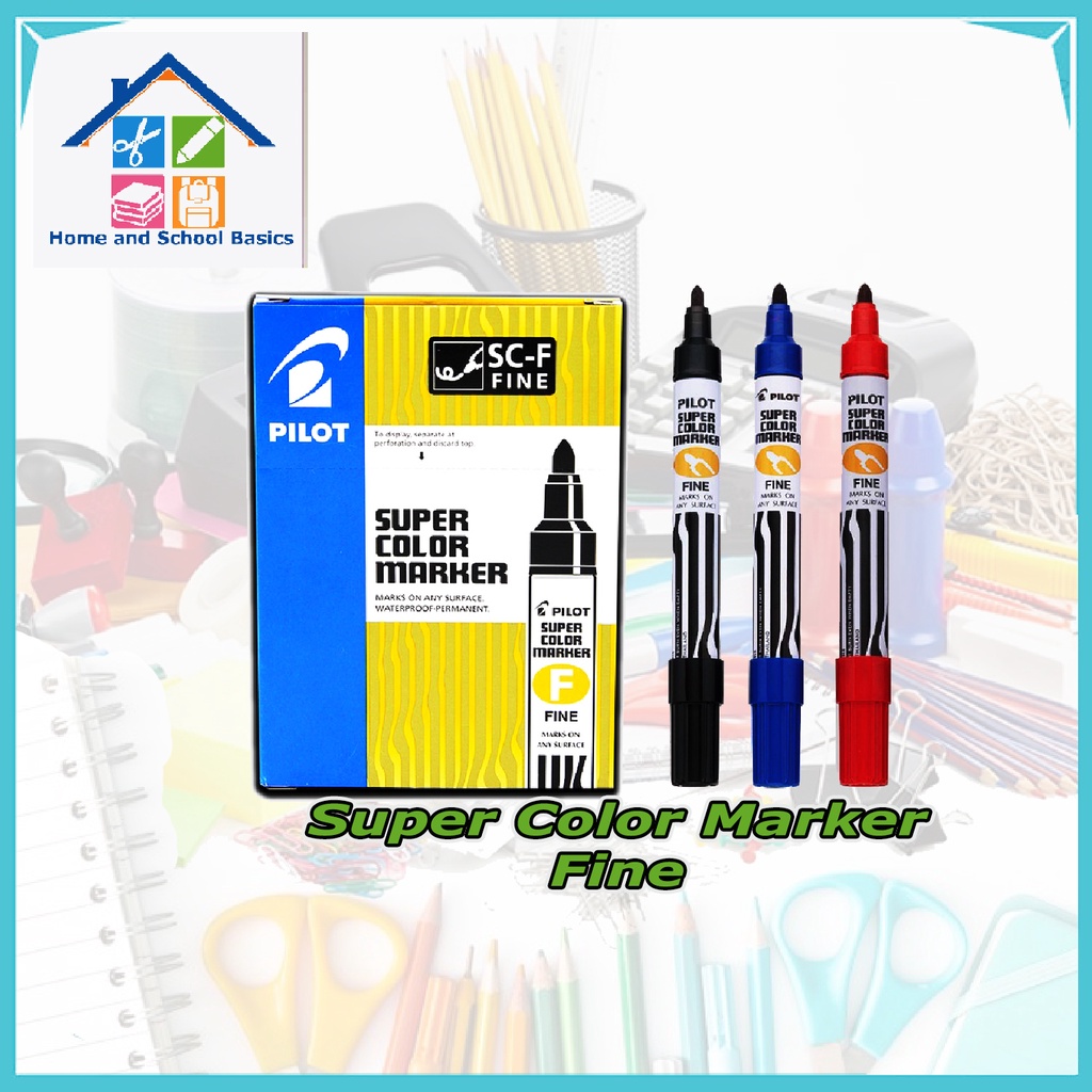 Fine Pilot Permanent Marker - Color: Blue/Red/Black- Water-proof Marker ...