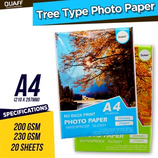 Quaff Photo Paper No Back Printing A4 Size 200Gsm / 230Gsm 20Sheets