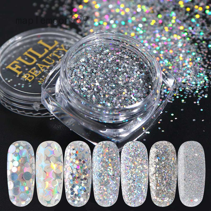 Holographic Nail Art Sequins Glitter Kits Holographic Nails Powder Nail Art  Sequins Metallic Shining Flakes | Shopee Philippines