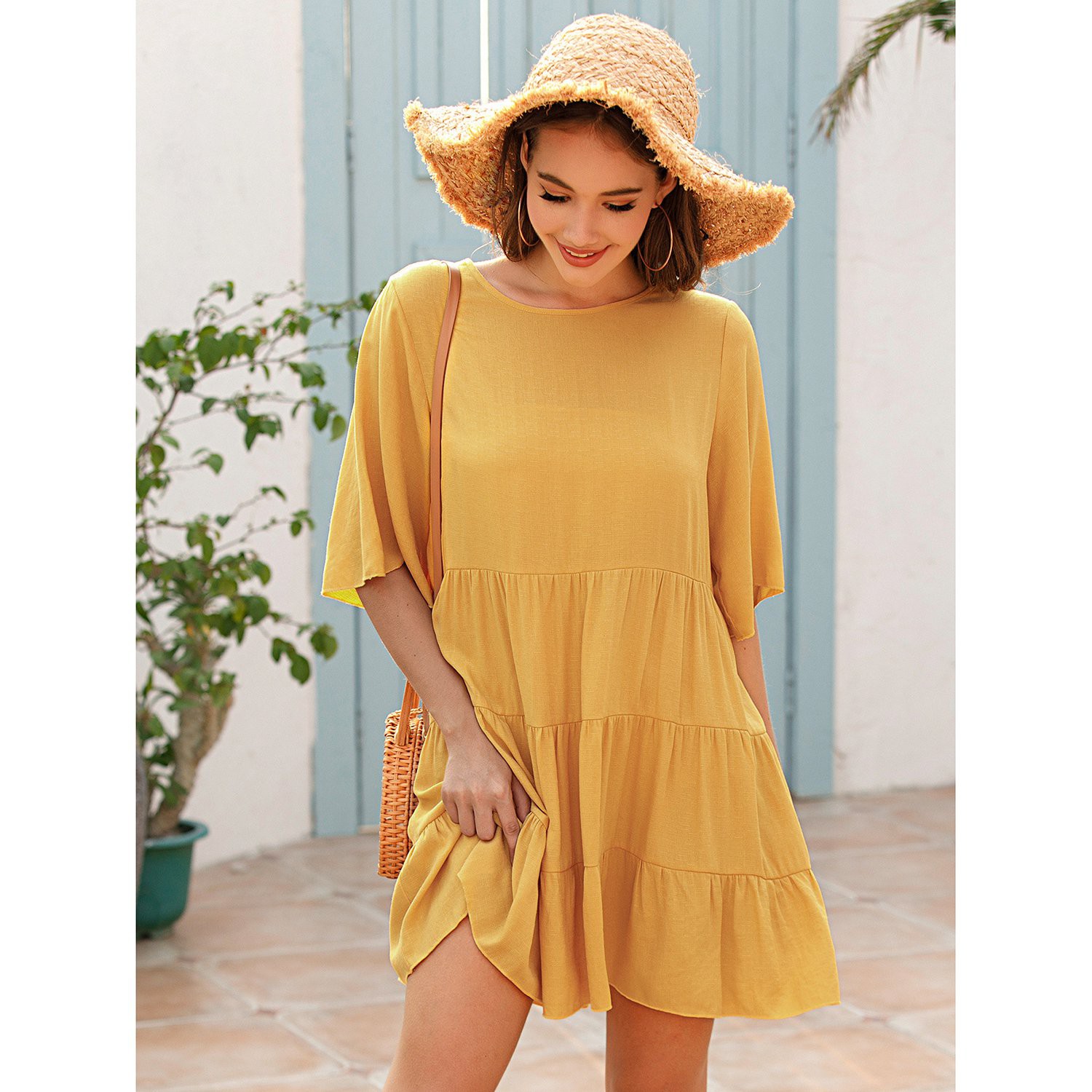 yellow summer dress short