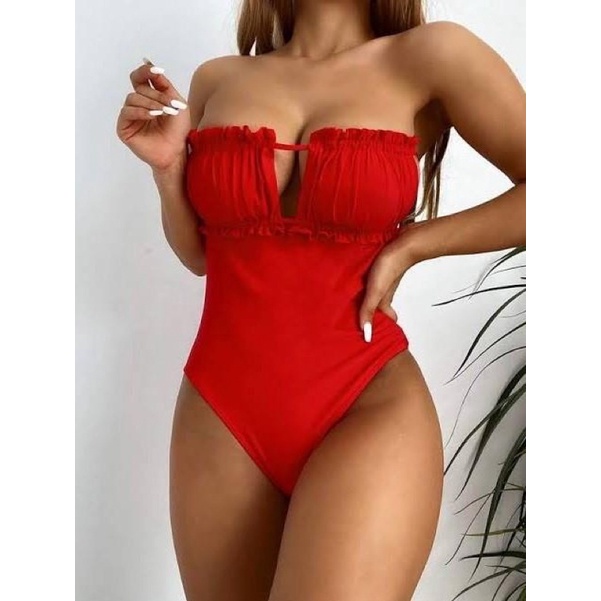 Red One Piece Swimsuit Bikini Shein Shopee Philippines