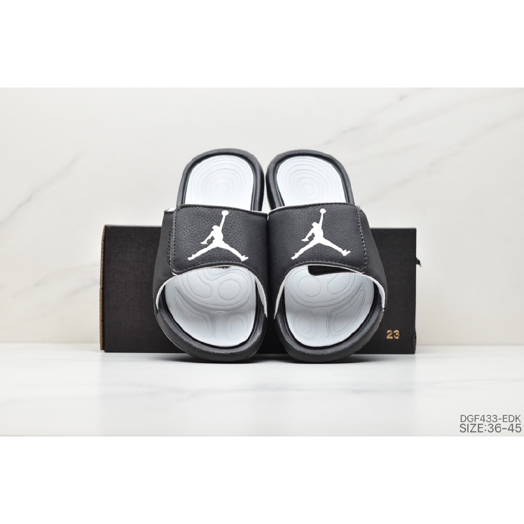 jordan slippers black and white