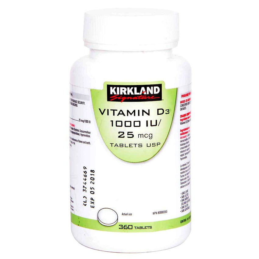 Kirkland Vitamin D3 1000iu 25mg Tablet Bottle Of 360