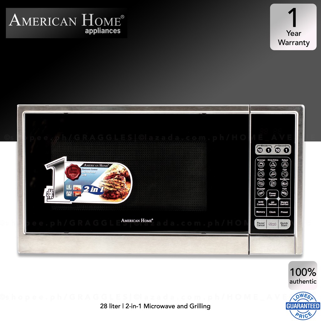 American Home 28L 2-in-1 Microwave and Grilling Oven AMW-GCS28L