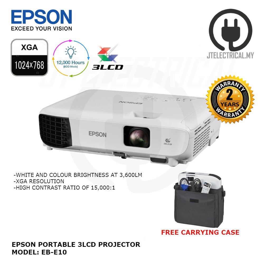 Epson EBE10 LCD Projector 3600lm XGA Shopee Philippines