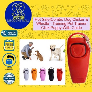 ✆✘Hot Sale!Combo Dog Clicker & Whistle - Training,Pet Trainer Click Puppy With Guide