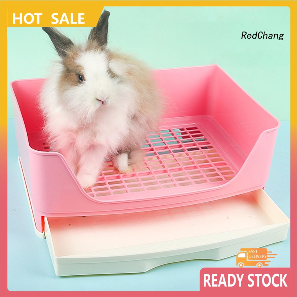 Pet Rabbit Splashproof Litter Mesh Box Potty Trainer with Drawer