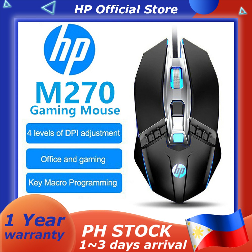 COD HP GAMING MOUSE M270 WIRED 4 LED LIGHT 5 KEY DPI 8001200