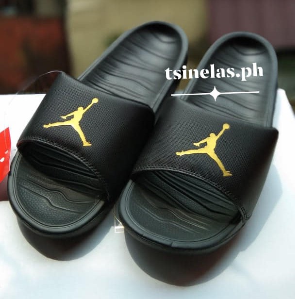 jordan slippers black and gold