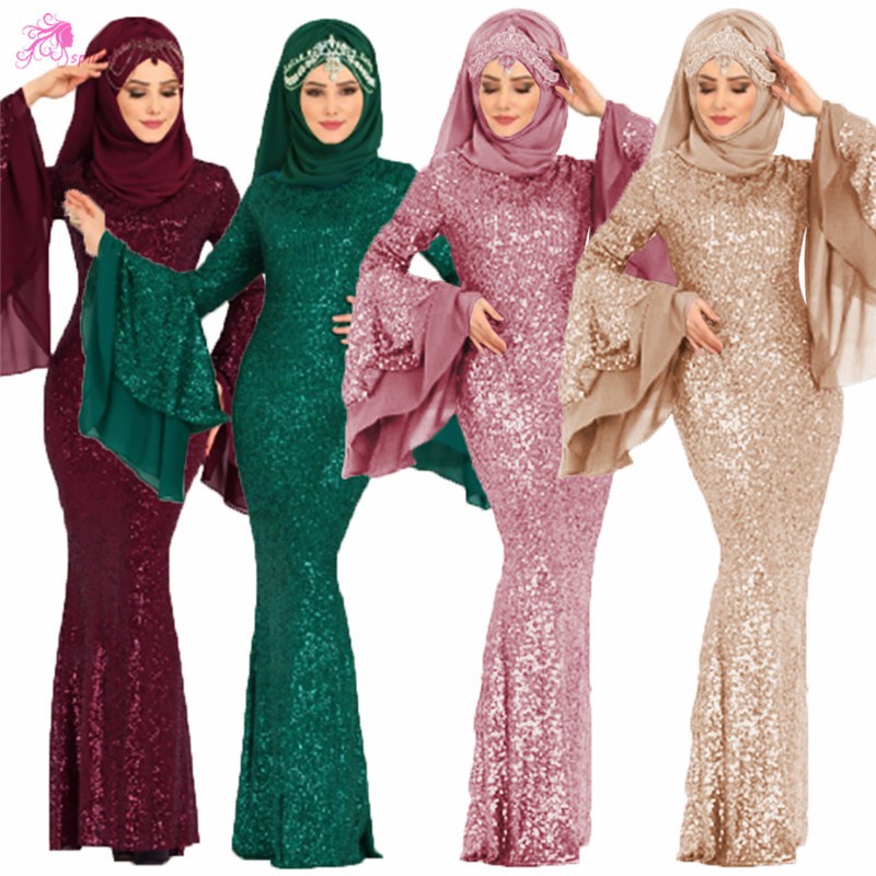 glitter dress muslimah