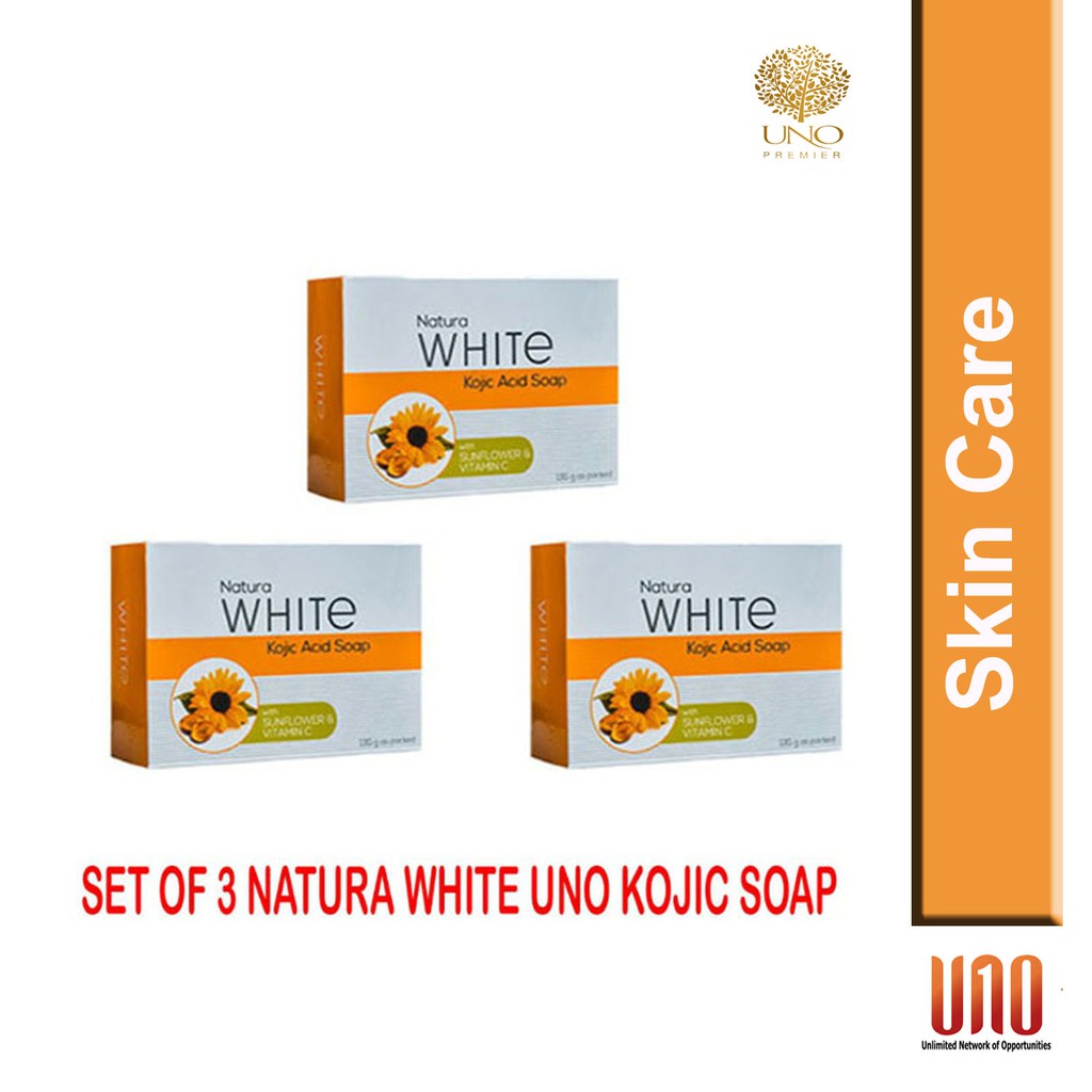 UNO Natura white KOJIC ACID SOAP SET OF 3 | Shopee Philippines