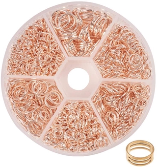 6 Size Rose Gold Iron Jump Rings for Jewelry Making Supplies and Necklace Repair with Open Jump Ring (4mm, 5mm, 6mm, 7mm, 8mm, 10mm)