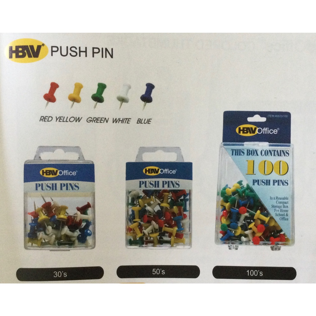 Push Pins In Plastic Case 30s 50s And 100s Hbw Shopee Philippines