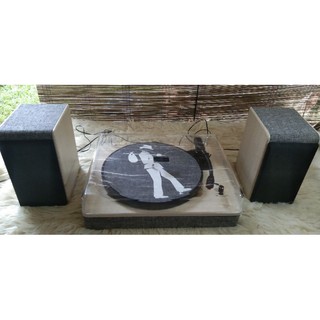 flea market turntable with bookshelf speaker