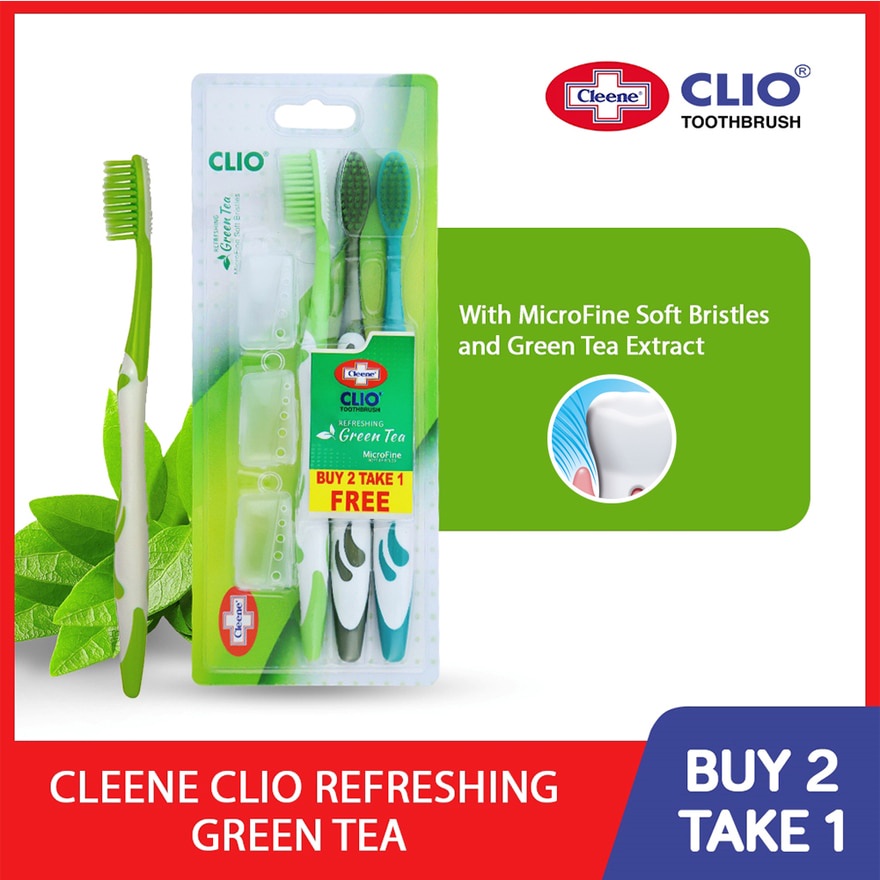 CLEENE Clio Refreshing Green Tea Toothbrush 3s Shopee Philippines