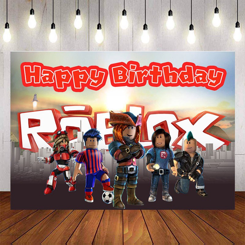 Roblox Cartoon Backdrops For Photo Studio Game Theme Boys Birthday Party Photography Backgrounds Custom Photo Booth Banner Custom Name Photo Shopee Philippines - happy birthday holly roblox
