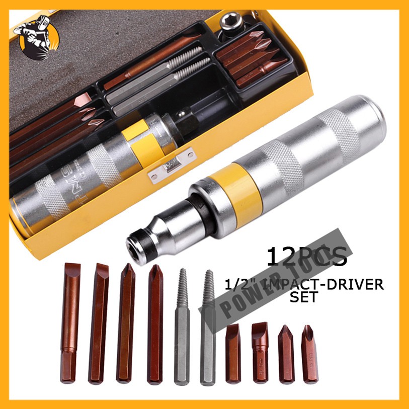 GEARWRENCH 12 Pc. 1/2" Drive Impact Driver Set Screwdriver Bit Set with