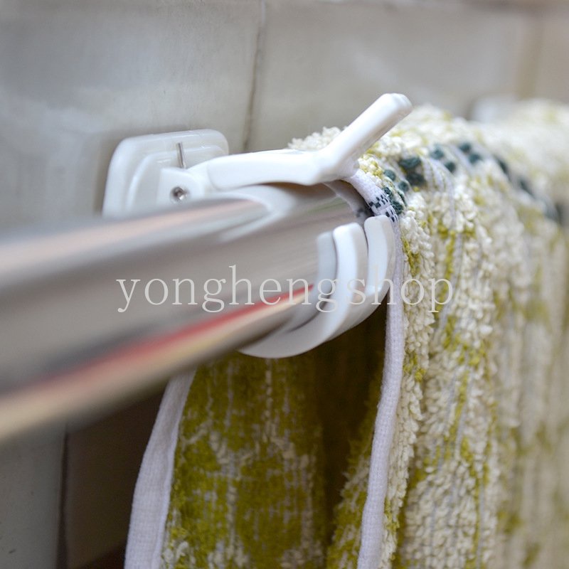 2pcs/set Curtain Rod Hook Holder Punch -free Viscose Wall Curtain Hanging Stick Rod Brackets Fixed Clip Self-adhesive Towel Bar Hooks