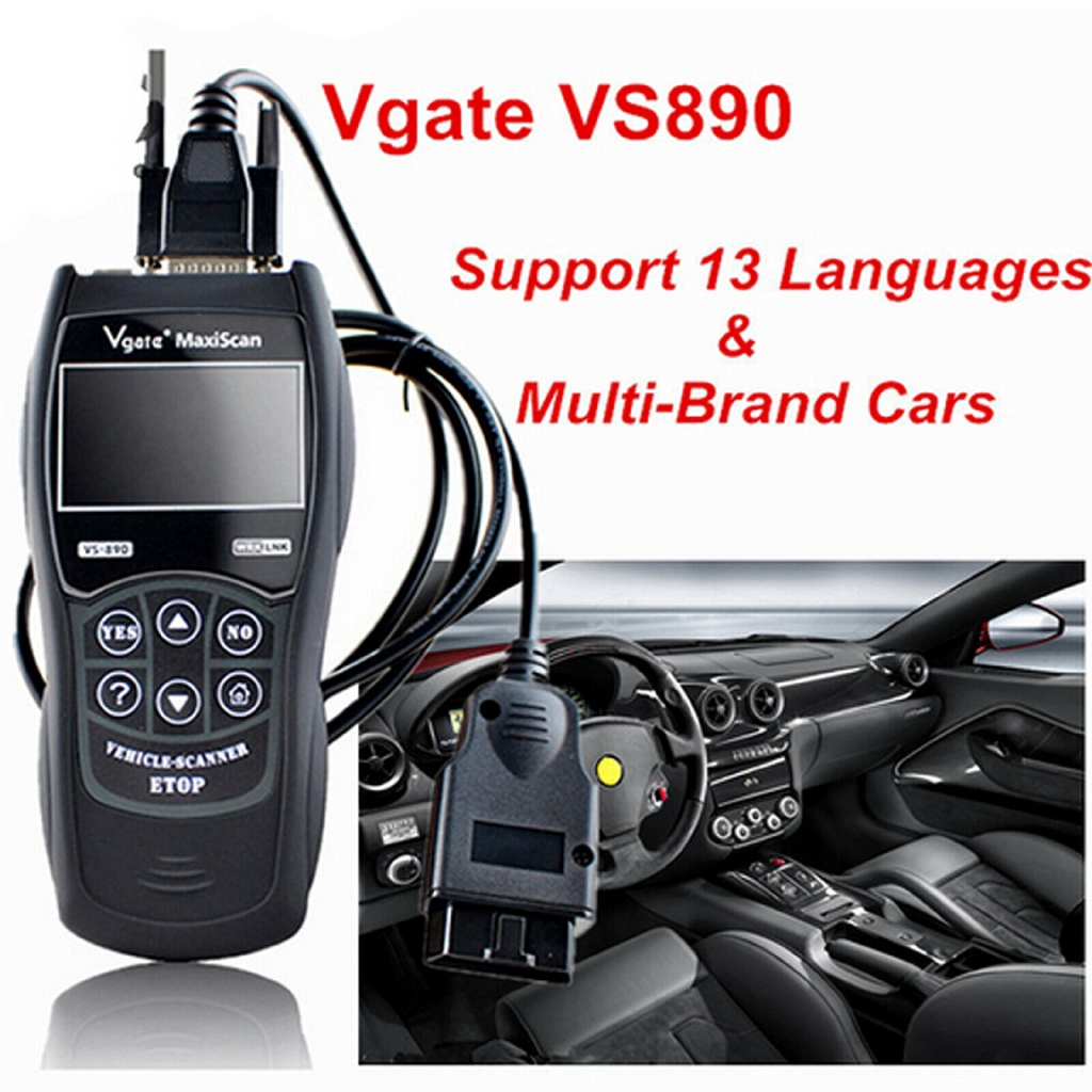 OBDII Scan Vgate VS890 MaxiScan Auto Diagnostic Scanner MultiLanguages