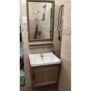 Aluminum Bathroom Vanity Cabinet with Mirror and Ceramic Sink | Shopee