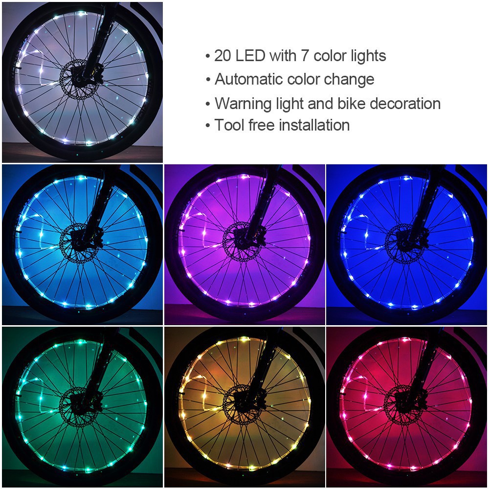 7Color Bike Bicycle Wheel Spoke Wire Tire Tyre Bright LED Flash Lamp Light Decor