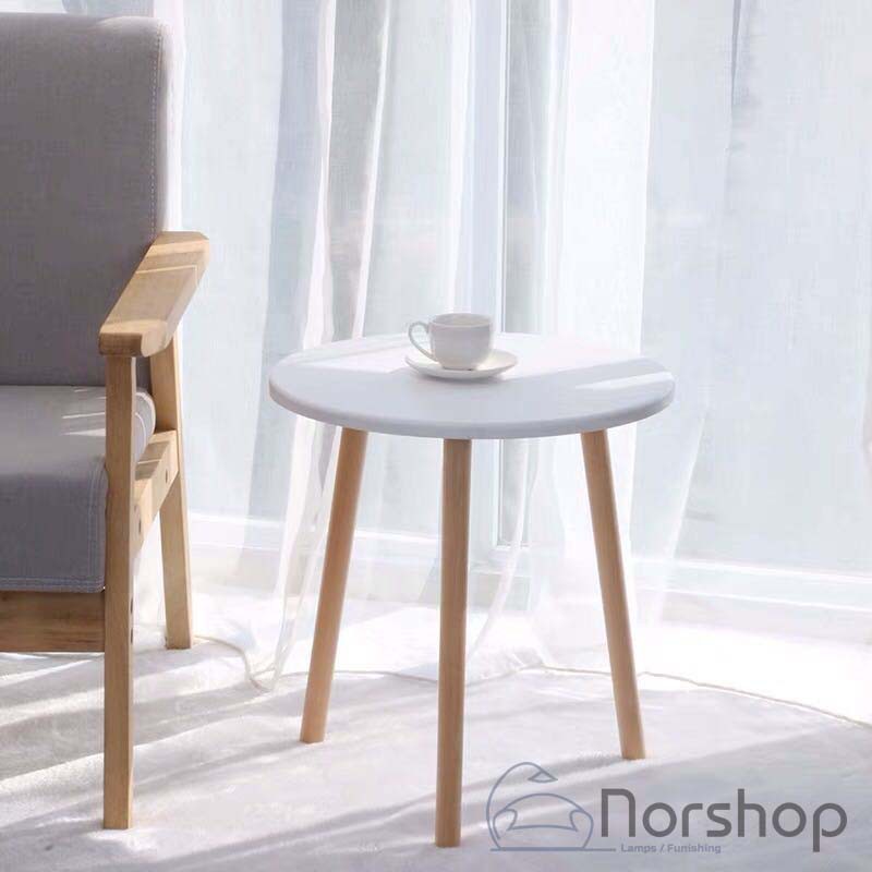 Ikloo Nordic Mall Round Coffee Table Side Table White Wood Shopee Philippines