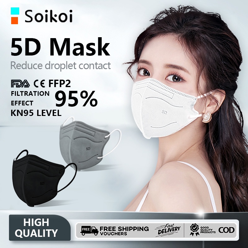 100Pcs 5D face mask KN95 5ply 5 Layers Protective Medical Original ...