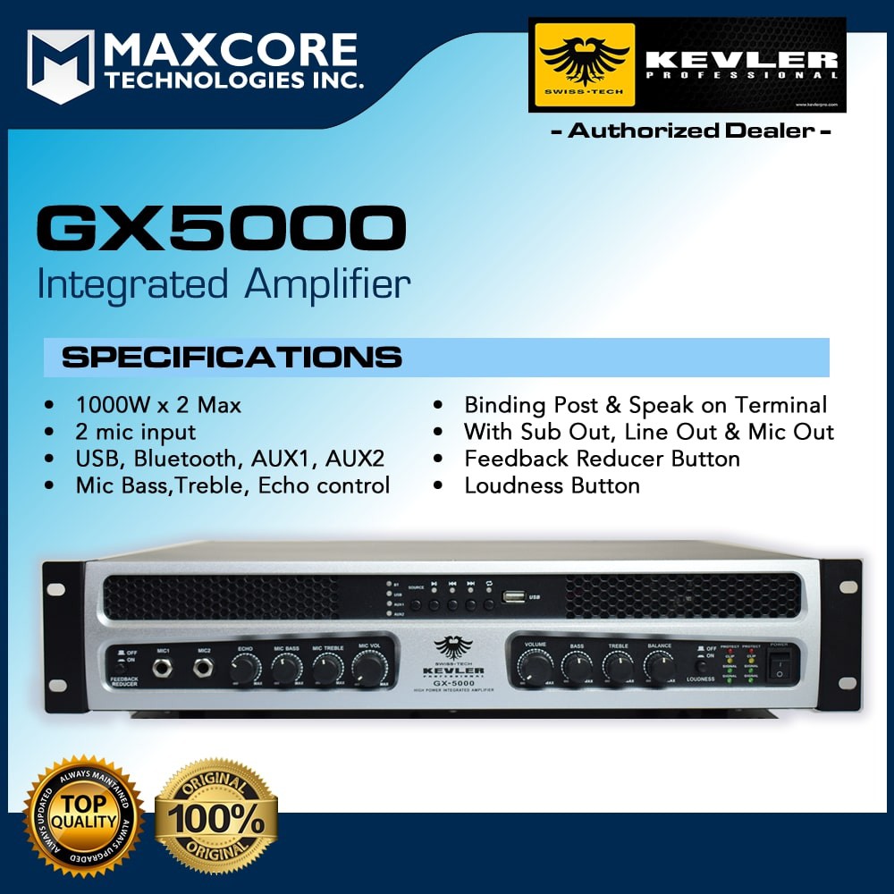 Original High Quality Professional Kevler Gx 5000 1000 Watts Per Channel Integrated Amplifier Shopee Philippines