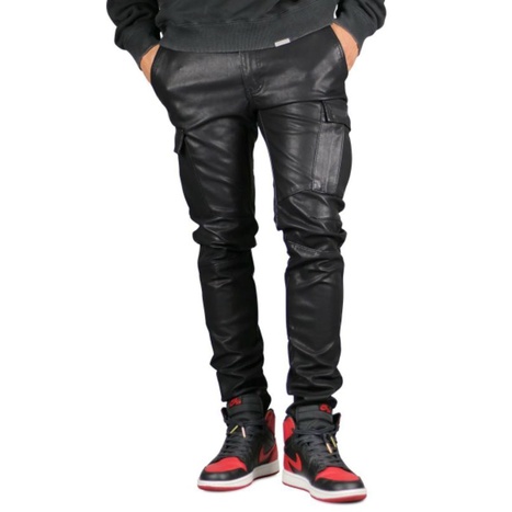 100% ORIGINAL / CARGO LEATHER PANTS / DANCE PANTS / Synthetic LEATHER ...