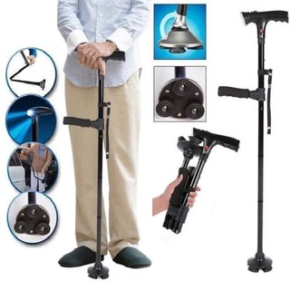 TONG'S Trusty Cane Folding, Walking Triple Head Pivoting Base with LED (Black) #6
