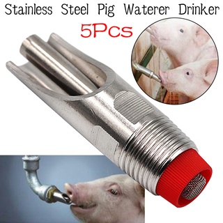 5pcs Stainless Steel Pig Nipple Automatic Livestock Useful Silver Tone Sheep Water