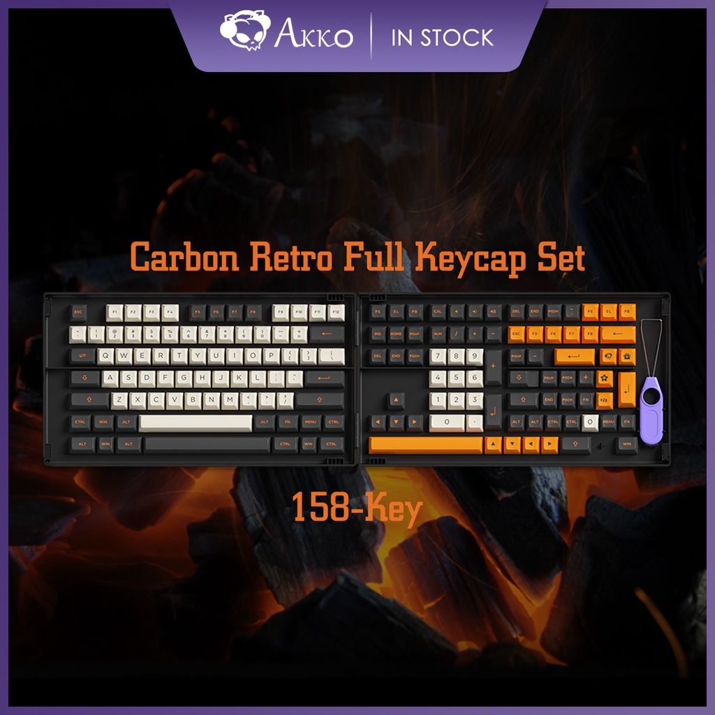 Akko Carbon Retro 158-key Keycap Set, Cherry Profile Double-shot PBT ...